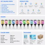 JNR Mega Shisha Hookah 100000 100K Puffs Large Capacity LED Display Disposable Vape