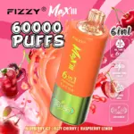 Fizzy Max lll 60k 60000 Puffs 6 in 1 Flavors Newest Original Rechargeable LED Display Disposable Vape
