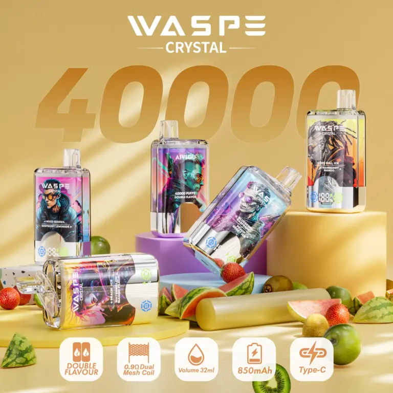 WASPE Crystal 40000 40K Puffs Double Taste LCD Display Disposable Vape
