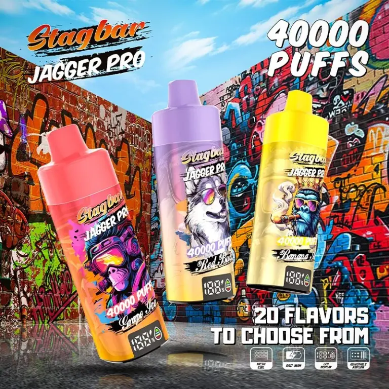 Stagbar Jagger Pro 40000 40K Puffs Adjustable Airflow & LED Display Rechargeable Disposable Vape