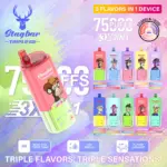 Stagbar Triple Pro 75000 75K Puffs 3 IN 1 Flavors&LED Display Disposable Vape