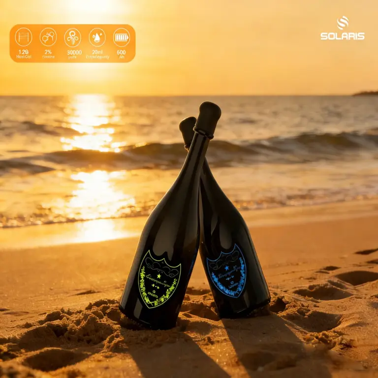 Solaris Champagne 30000 30K Puffs 2% Newest Original Rechargeable LED Light Disposable Vape