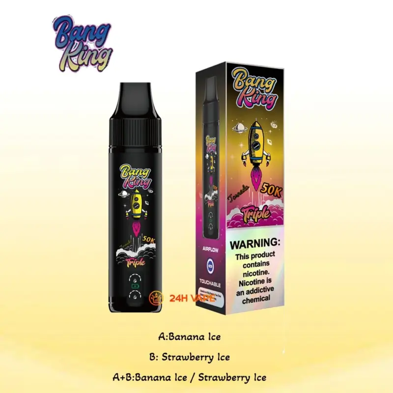 Bang King Triple 50000 50K Puffs 3 in 1 Flavors Original Rechargeable Disposable Vape