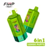 FIHP MULTI 120000 120K Puffs 6 in 1 Flavors Newest Original Rechargeable LED Display Disposable Vape