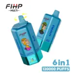 FIHP MULTI 120000 120K Puffs 6 in 1 Flavors Newest Original Rechargeable LED Display Disposable Vape
