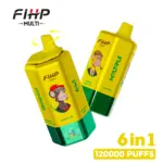 FIHP MULTI 120000 120K Puffs 6 in 1 Flavors Newest Original Rechargeable LED Display Disposable Vape
