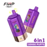 FIHP MULTI 120000 120K Puffs 6 in 1 Flavors Newest Original Rechargeable LED Display Disposable Vape