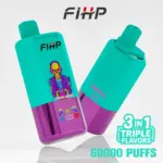 FIHP 60000 60k Puffs 3 in 1 Flavors Original Rechargeable LED Display Disposable Vape