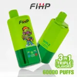 FIHP 60000 60k Puffs 3 in 1 Flavors Original Rechargeable LED Display Disposable Vape