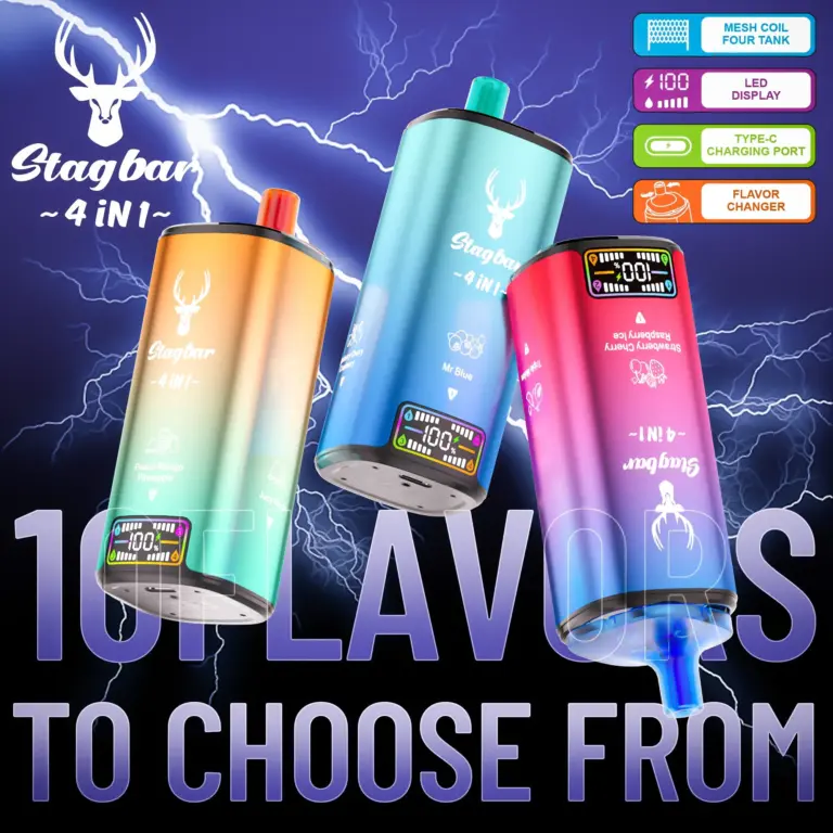 Stag Bar 4in1 80000 80K Puffs Newest Original Rechargeable LCD Display Disposable Vape EU Warehouse