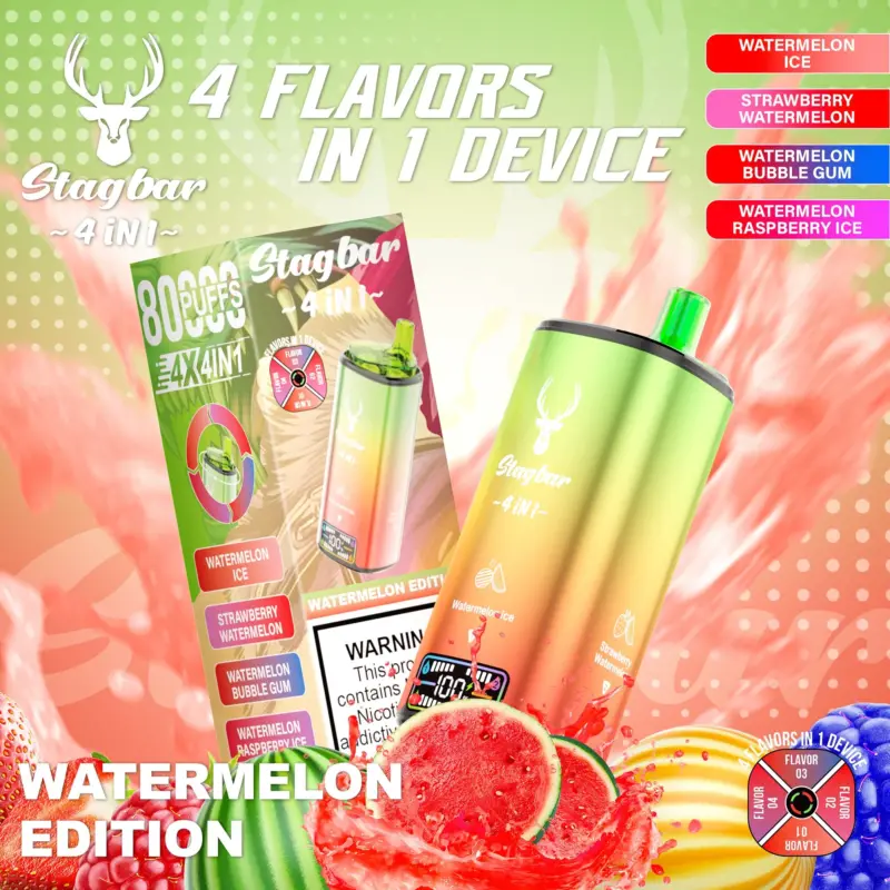 Stag Bar 4in1 80000 80K Puffs Newest Original Rechargeable LCD Display Disposable Vape EU Warehouse
