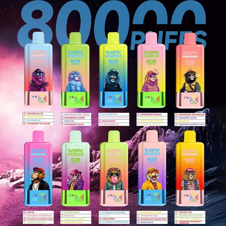 Vopk Four Flavors 80000 80K Puffs 4 in 1 Flavors Newest Original Rechargeable LCD Display Disposable Vape