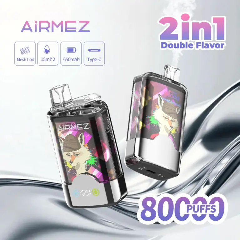 Airmez Fox 2 in 1 80000 80K Puffs Double Taste LED Display Disposable Vape EU Warehouse