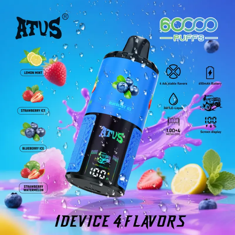 ATVS Warship 60000 60K Puffs 4 in 1 Flavors Newest Original Rechargeable LCD Display Disposable Vape
