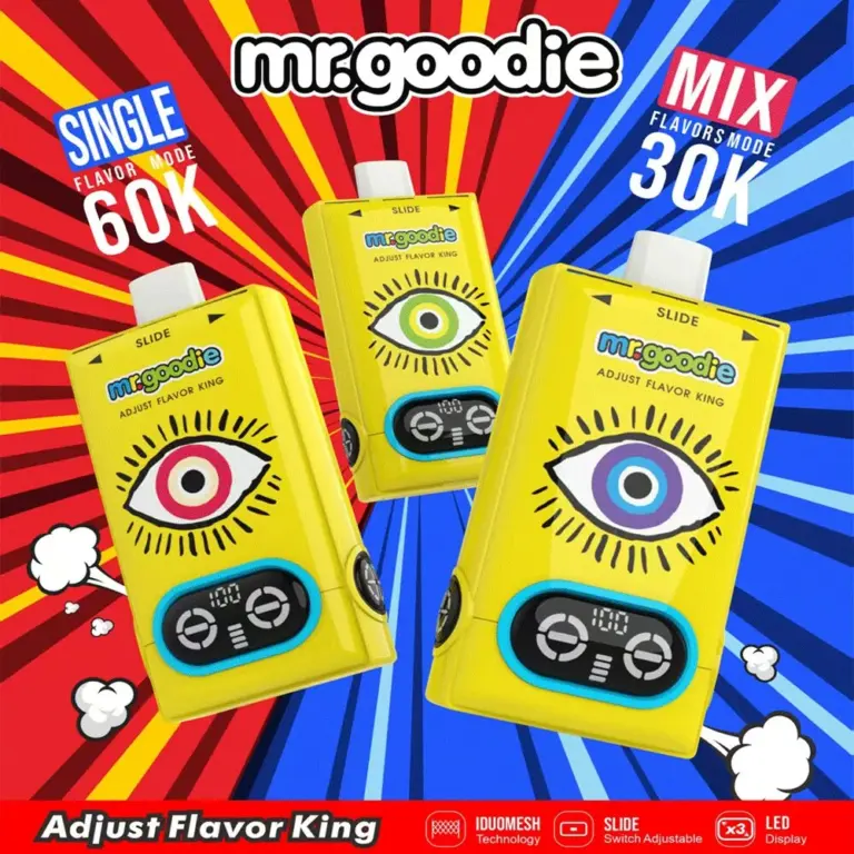 Mr.Goodie Adjust Flavor King 60000 60K Puffs 3 in 1 Flavors Newest Original Rechargeable LCD Display Disposable Vape