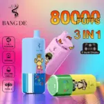 Bang DE 80000 80k Puffs 3 in 1 Flavors Newest Original Rechargeable LCD Display Disposable Vape