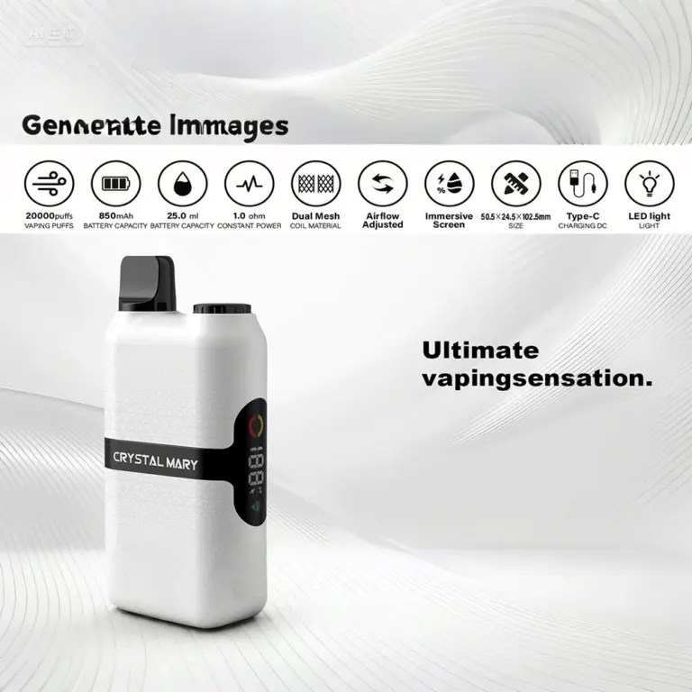CRYSTAL MARY 20000 20K Puffs Vape Dual Mesh LED Display Disposable Vape EU Warehouse
