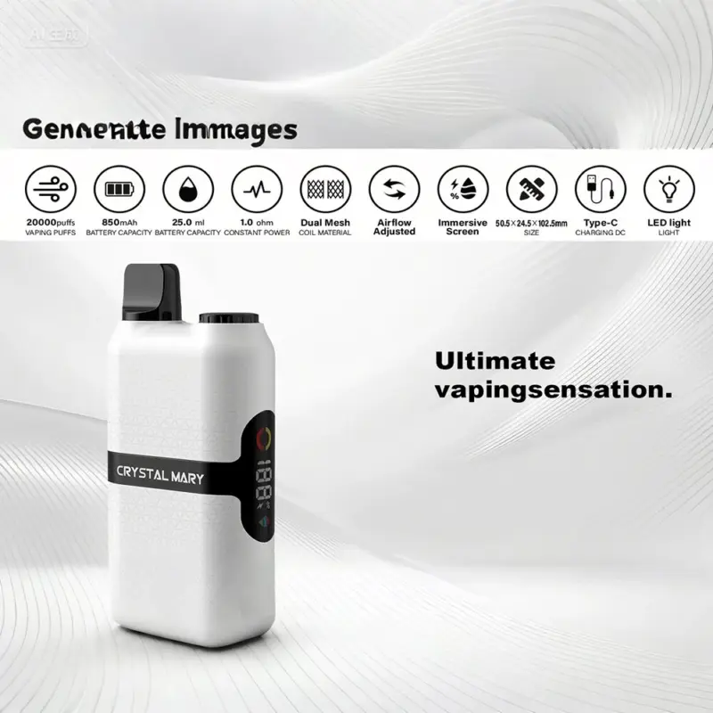 CRYSTAL MARY 20000 20K Puffs Vape Dual Mesh LED Display Disposable Vape EU Warehouse
