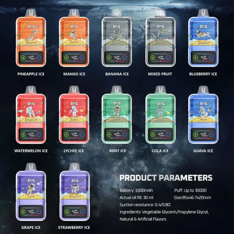 ATVS 30000 30K Puffs Original DTL/MTL Modes LCD Display Disposable Vape