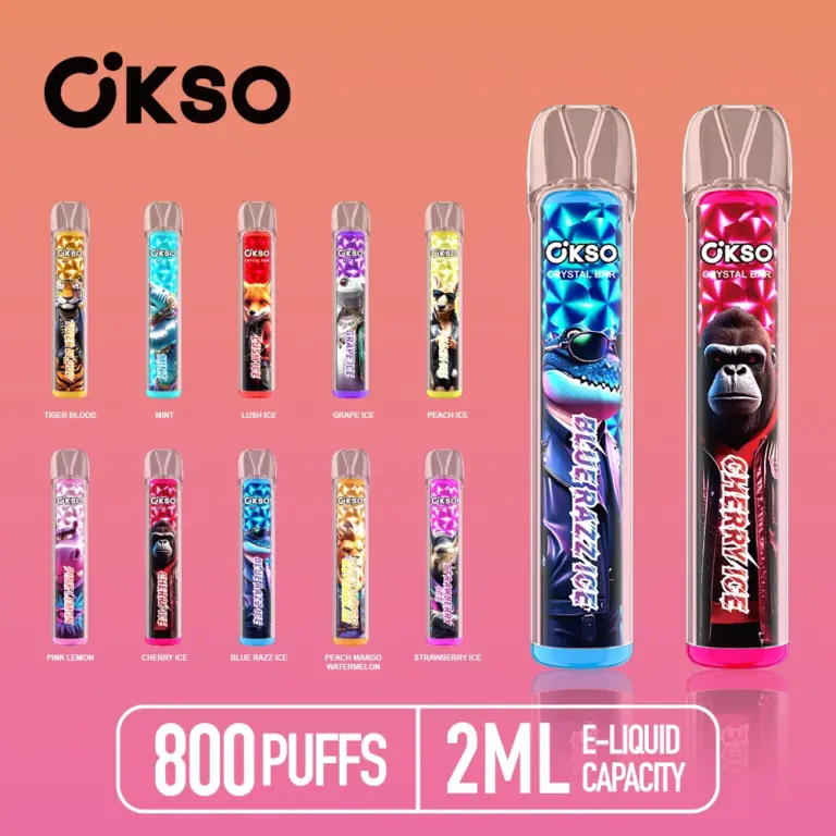 OKSO Crystal Bar 800 Puffs 0% 2% 3% 5% Nicotine Original Disposable Vape Pen