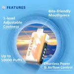 Gazzbar Ice God 50000 50K Puffs Original Adjustable Ice level LCD Display Disposable Vape