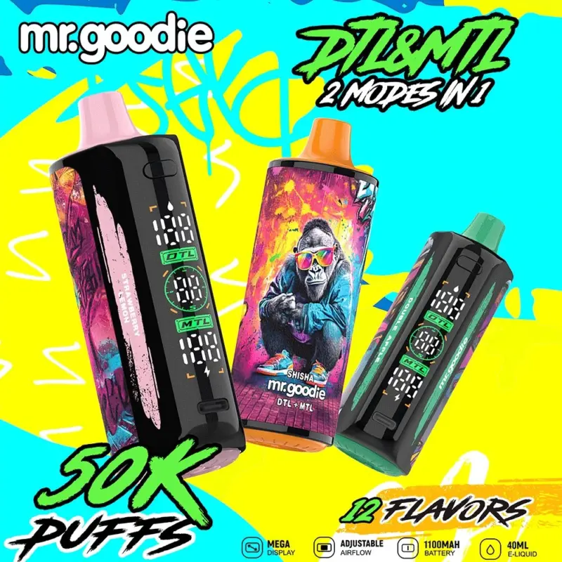 Mr.Goodie Shisha 50000 50K Puffs DTL & MTL LCD Display Disposable Vape