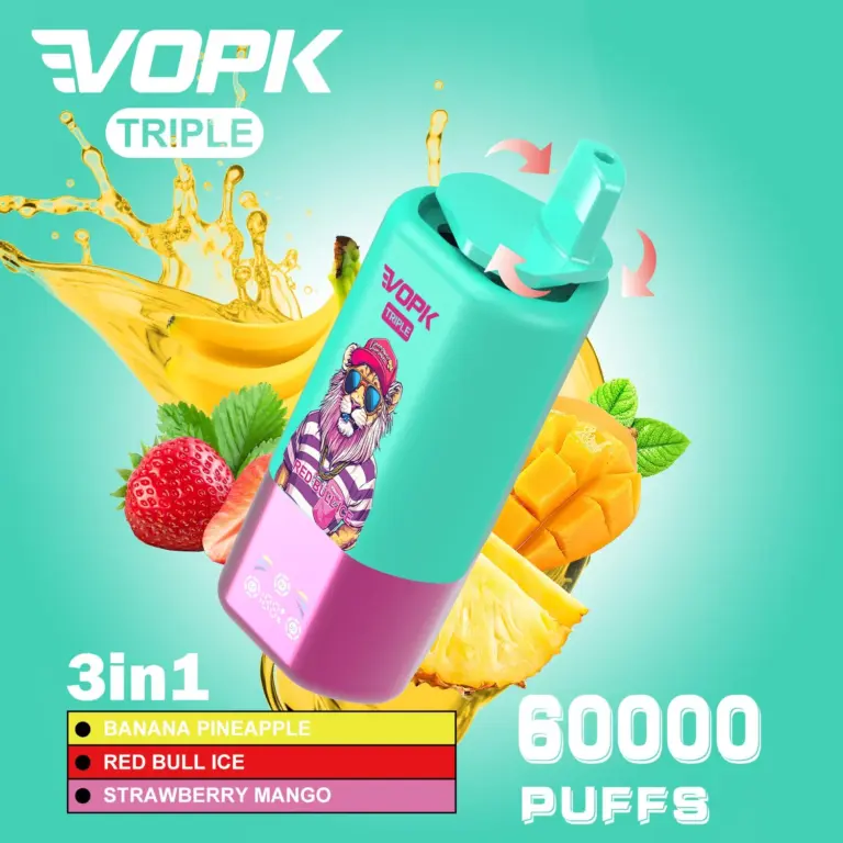 VOPK Triple 60000 60k Puffs 3 in 1 Flavors Newest Original Rechargeable LED Display Disposable Vape