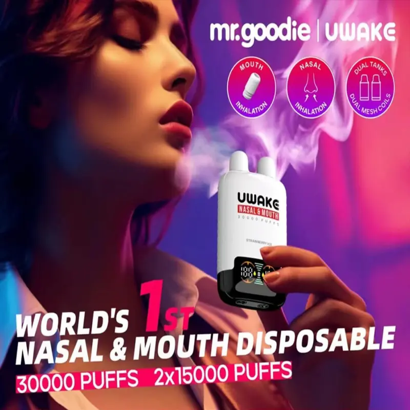 Mr.Goodie Uwake 30000 30K Puffs Nasal & Mouth Inhalation LED Display Disposable Vape