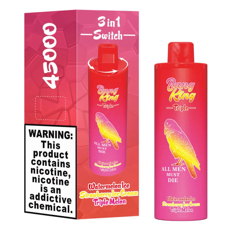 Bang King Triple 45000 45K Puffs Vape 3 in 1 Flavors Newest Original Rechargeable Disposable Vape