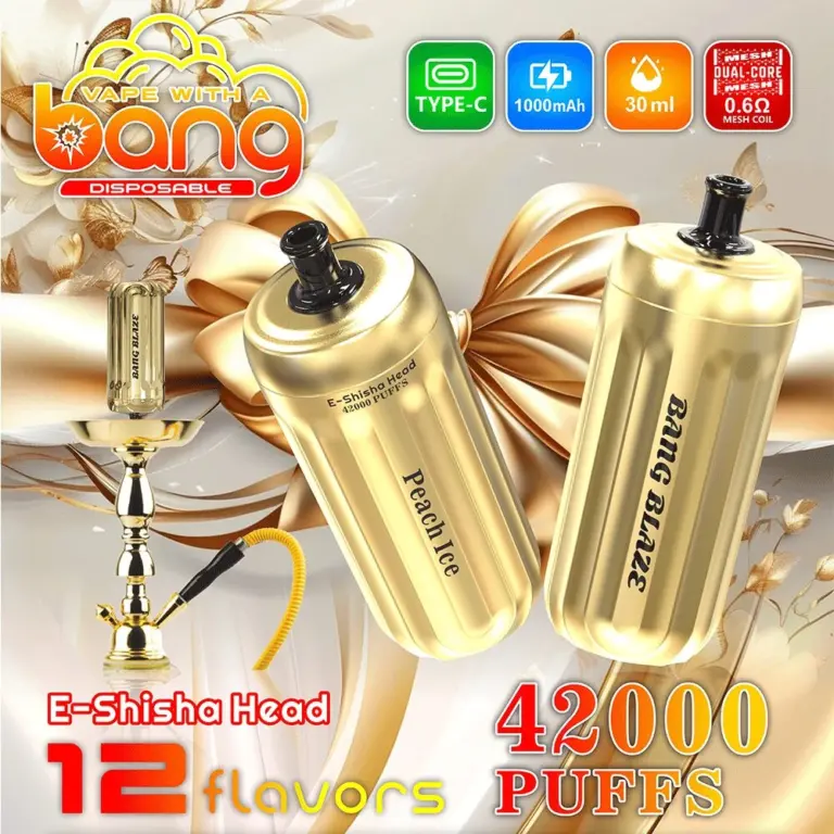 Bang E-Shisha Head 42000 42K Puffs Gold LED Display Disposable Vape