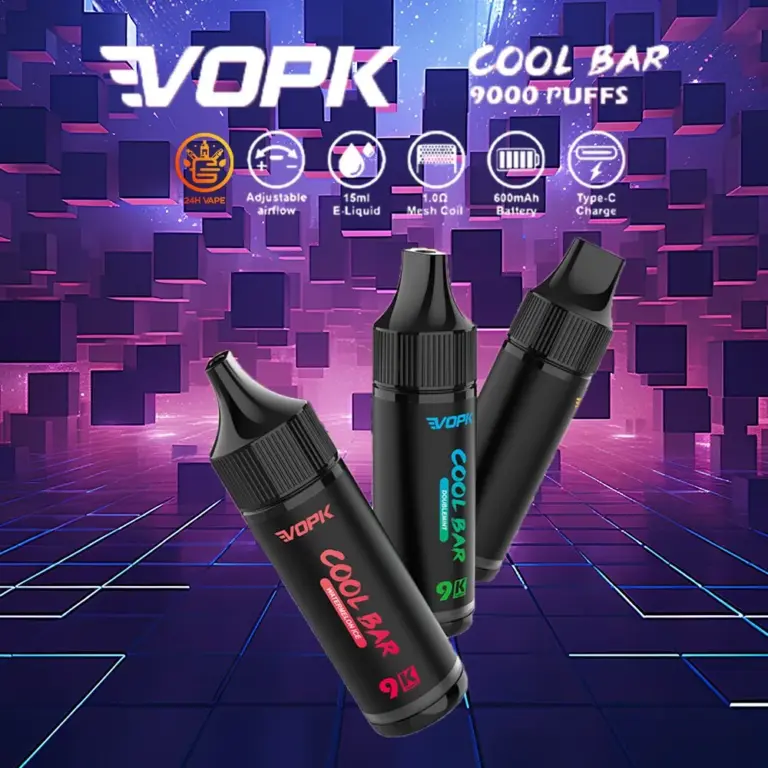 VOPK Cool Bar 9000 9k Puffs 0% 2% 3% 5% Nicotine Latest Original Disposable Vape Pen