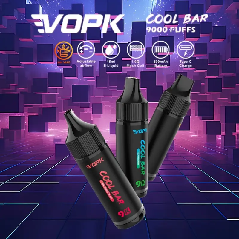 VOPK Cool Bar 9000 9k Puffs 0% 2% 3% 5% Nicotine Latest Original Disposable Vape Pen