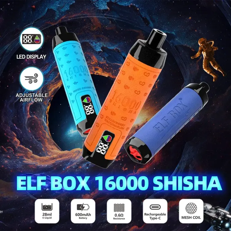 ELF BOX SHISHA 16000 Puffs LED Display Leather Disposable Vape Pen