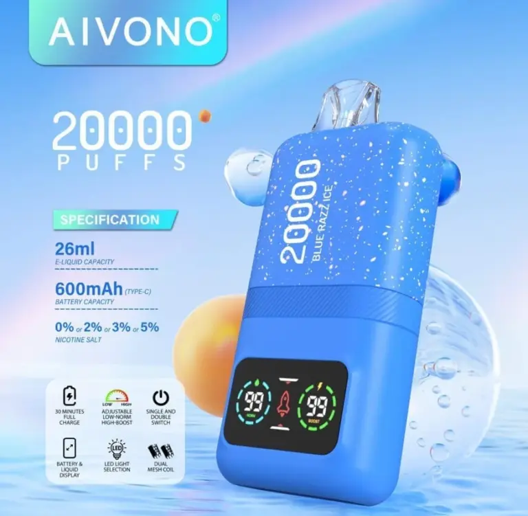AIVONO AIM MAGIC 20000 Puffs | 0%-5% nicotine, 26mL, dual mesh, LCD display, bulk vape